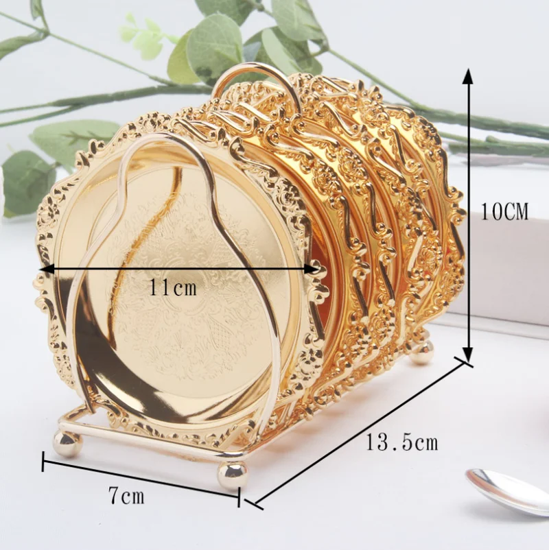 6 шт./компл. высокое качество металлический поднос вечерние фрукты Еда лоток Кофе Coaster золото лоток для украшения Кухня питания