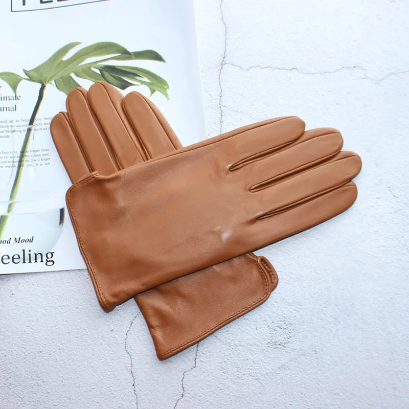 New sheepskin gloves men's leather unlined thin summer can touch screen outdoor sports driving riding gloves spring and autumn