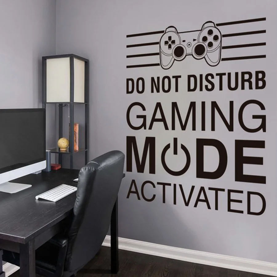 Us 5 99 Cool Video Game Style Vinyl Wall Sticker Quote Do Not Disturb Gaming Activated Wall Decal Gaming Room Boy Bedroom Decor In Wall Stickers