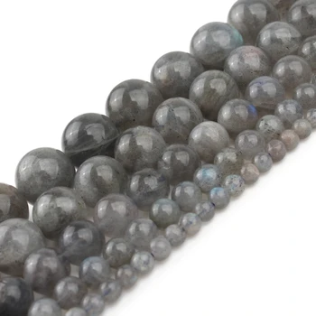 

Natural Stone Grey Labradorite Round Loose Beads For Women's Jewelry DIY Handmade Making Bracelet Accessories 6 8 10 12mm 15''