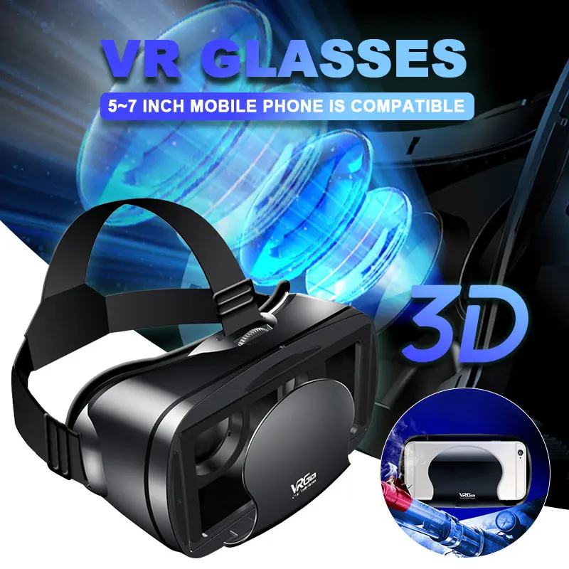 Flash Deals NHzVU 5~7inch VRG Pro 3D VR Glasses Virtual Reality Full Screen Visual Wide Angle VR Glasses Box For 5 to 7 inch Smartphone Eyeglasses