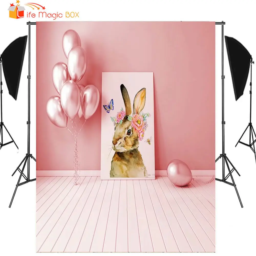 

LIFE MAGIC BOX Photophone Vinyl Pink Balloons Rabbit Artist Photographic Background Photographer Backdrops