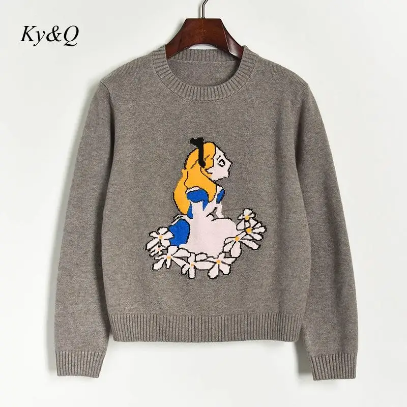 Runway Design 2019 Winter Snow White Jacquard Embroidry Knit Sweater Fashion Short Pink Pullover Women Christmas Jumper Clothes | Женская