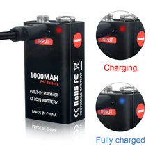 

9V 1000mAh li-ion Rechargeable battery Micro USB Batteries 6F22 9v lithium for Multimeter Microphone Toy Metal Detector KTV use