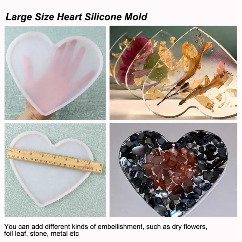 Large Coaster Silicone Resin Mold Round Square Rectangle Heart Oval Shape Molds