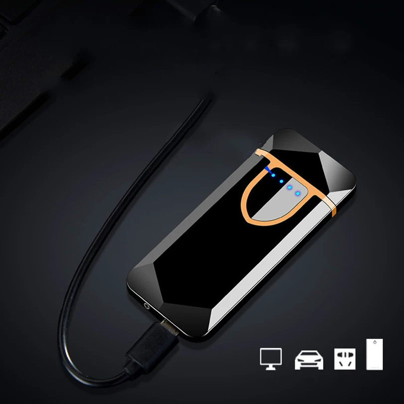 Отпечаток пальца двойной для Плазменно-дуговой зажигалки USB ветрозащитные, импульсные зажигалки металлические электронные смарт-дисплей зажигалки Подарки