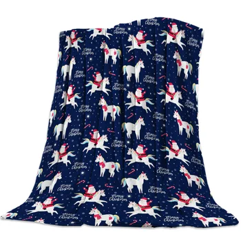 

Portable Soft Blanket Christmas Theme Santa Unicorn Throw Blanket Warm Sofa Bed Sheets Christmas Decorations For Home Blankets