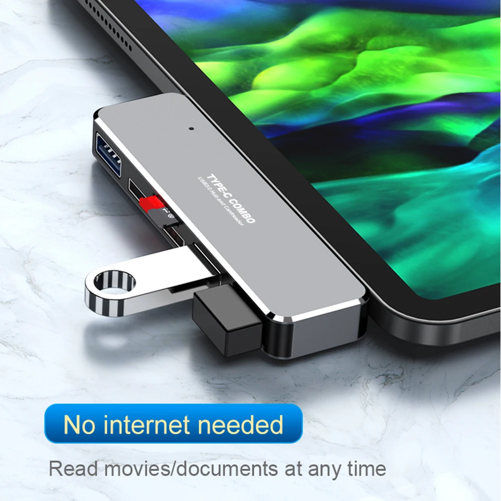 Adaptador multifuncional 5 en 1 para hogar y oficina, adaptador de concentrador USB3.0 C, accesorios portátiles Mini para enchufar y jugar, ordenador para IPad Pro
