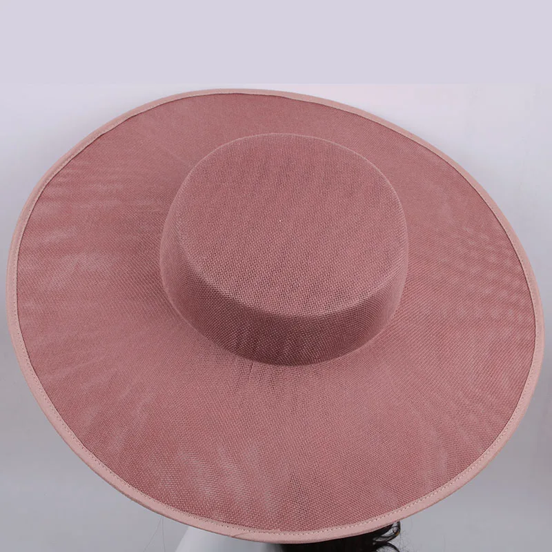 Pink Винтажный супер большой край DIY очарование Fedora Свадебная шляпка база для женщин 10 шт./лот разноцветные 44 см шляпа своими руками аксессуары - Цвет: Pink