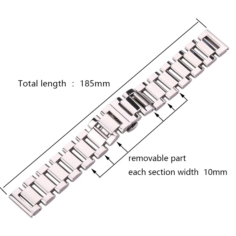 316L Stainless Steel Watch band Bracelet 18mm 20mm 22mm Women Women Fashion Silver Polished Watchband Strap Watch Accessories