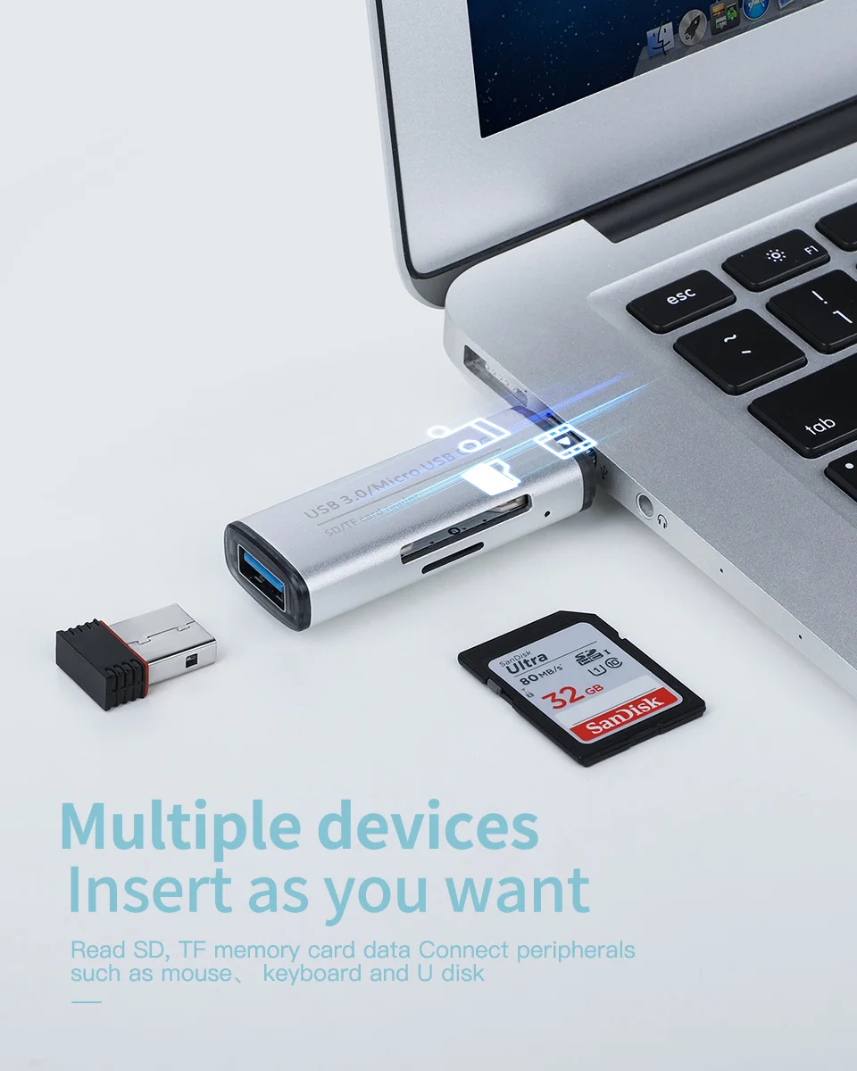 KUULAA все в одном устройство для чтения карт памяти MINI USB 3,0 OTG Micro SD/SDXC TF кардридер адаптер для ПК ноутбук компьютер