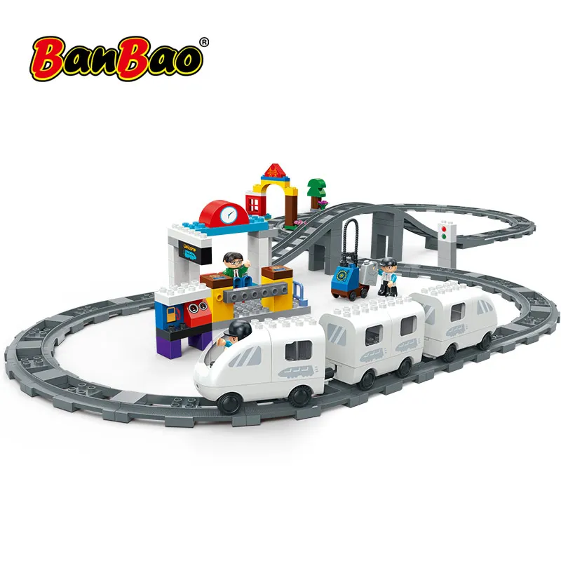 

BanBao 9723 Large particle Subway Energy High Speed Rail Electric Train Puzzle assembled electric Building blocks For Kids Gifts