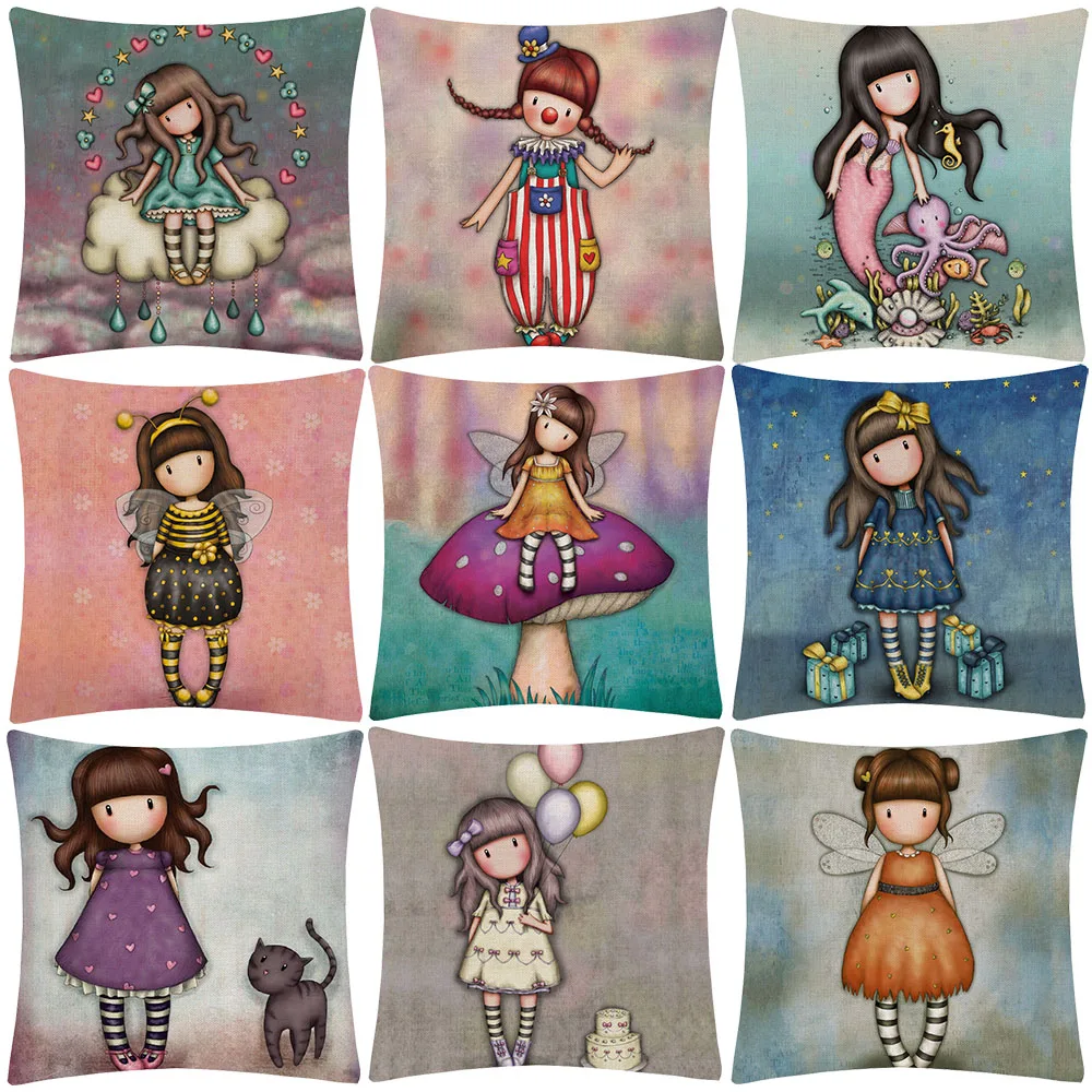 Hand Painting Children Cushion Covers Bedroom Decorative Pillow Case