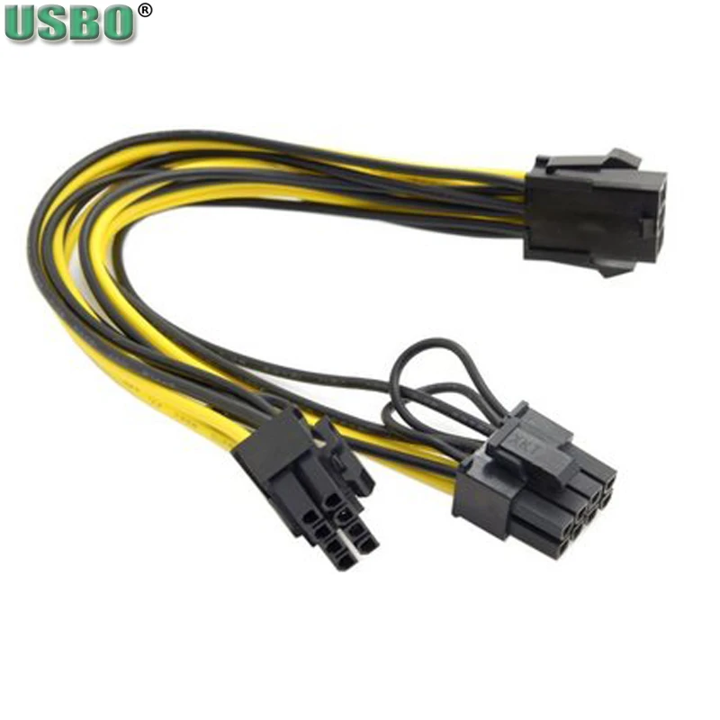 

Female 18AWG 6pin to Dual 8pin Connector wire Harness graphics card power extension cable Desktop power supply Lines