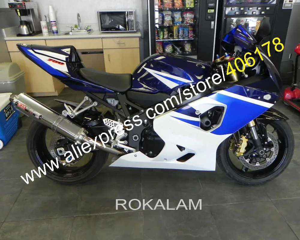 

Для Suzuki GSXR 600 K4 04 05 R 750 GSX-R 600 2004 2005 GSX-R 750 сине-белые мотоцикл обтекатель (литья под давлением)