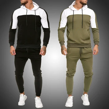 

Mens Tracksuit Jogging Suit Side Stripe Hoodies Set 2020 Man Fleece Hoodies+pants Male Work Out Clothes Jogger Set Gym Clothing
