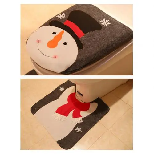 Snowman 2 шт чехол для унитаза, коврики для ванной, Рождественский Санта и олень, снеговик, принт, Противоскользящий коврик, коврик для ванной комнаты, чехлы для сидений, Рождественское украшение для дома - Цвет: Snowman