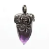100-Unique 1 Pcs Silver Plated Spider Irregular Shape Natural Purple Amethysts Stone Pendant 1