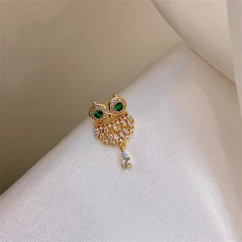 

Christmas Gift Cute Gold Color Animal Brooch with Micro Pave Zircon Brooch Owl Luxury Jewelry for Women