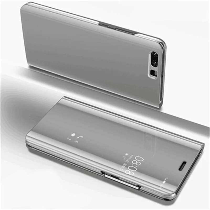 Прозрачный зеркальный флип-P Smart чехол для Huawei P8 P9 P10 P20 P30 Lite Коврики 10 20 x lite pro Honor 10 9 8X 7C Y6 Y7 Y9 чехол
