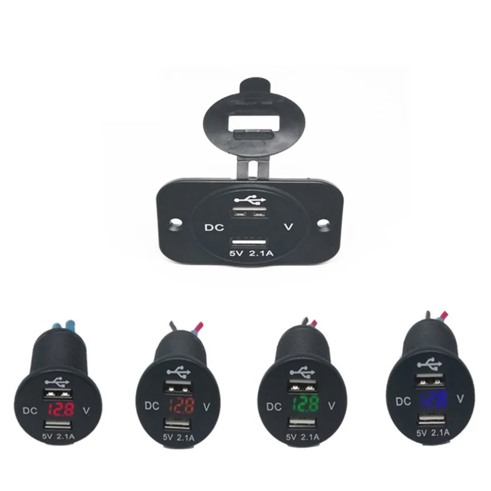 Мотоцикл лодка автомобиль 2 USB штекер конвертер Вольтметр для автомобиля Мотоцикл Прямая поставка DC12V-24V до 5 В/2.1A измеритель напряжения
