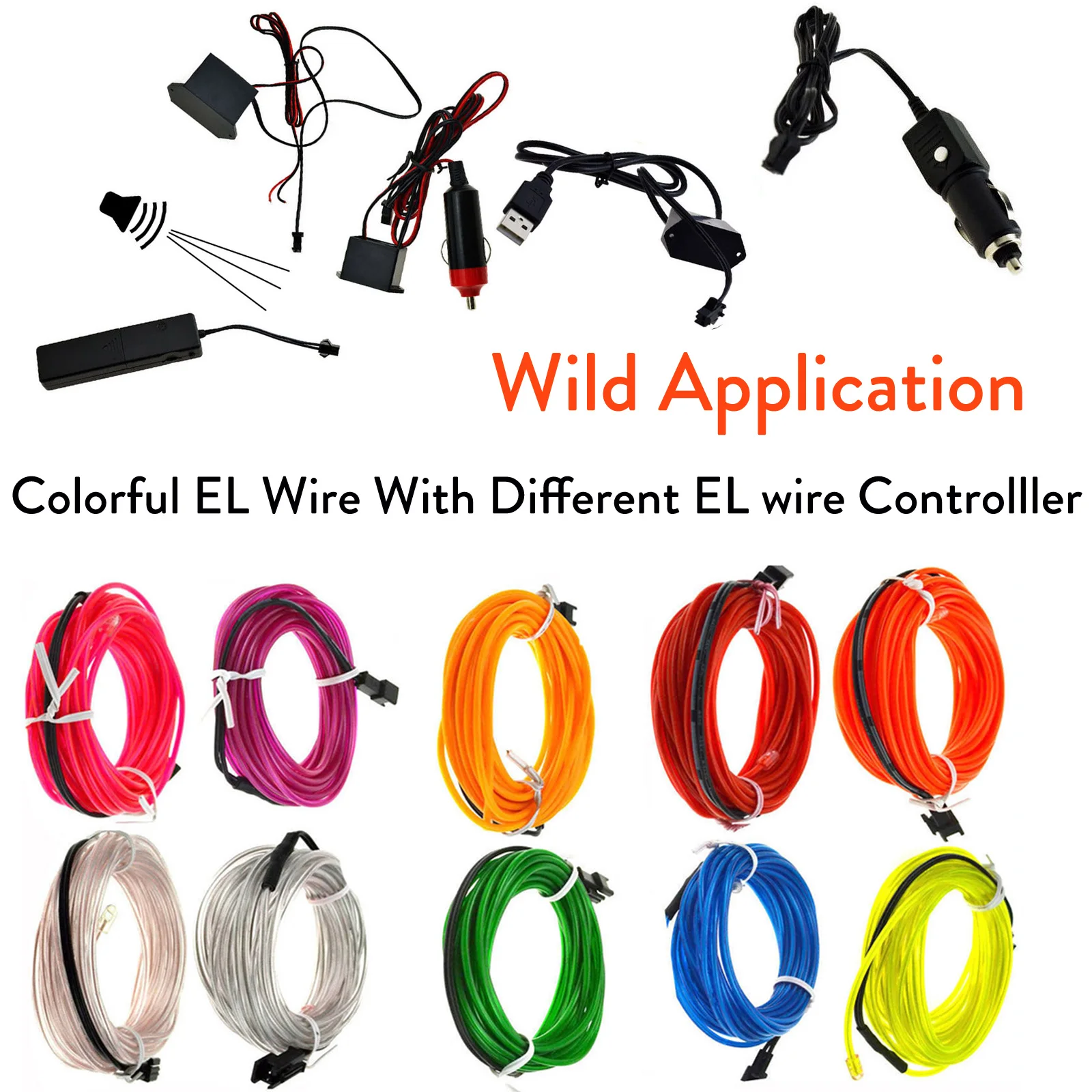 Светодиодная лента EL Wire 1 м неоновая лампа с контроллером инвертор 3 В/12 В звуковая