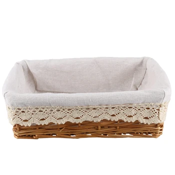 

Storage Basket, Natural Wicker Storage Bins Rectangular Basket,Arts and Crafts
