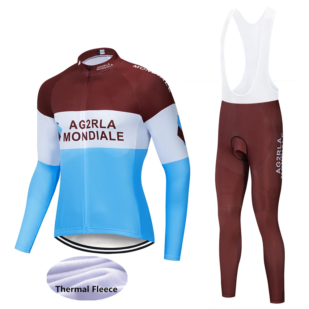 AG2R профессиональная команда с длинным рукавом Велоспорт Джерси набор зимний термальный флис велосипед Майо Ropa Ciclismo Одежда для велоспорта на открытом воздухе - Цвет: Cycling suit
