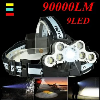 

2019 Headlight Grey/ Red/ Gold Strong Light Headlamp Portable Rechargeable for Fishing Supply Drop Shipping