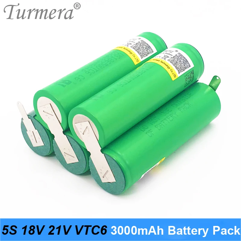 Turmera батарея 5S 18v 21v 18650 vtc6 3000 мАч батарея пайки батарея для пылесоса и отвертка батареи по индивидуальному заказу