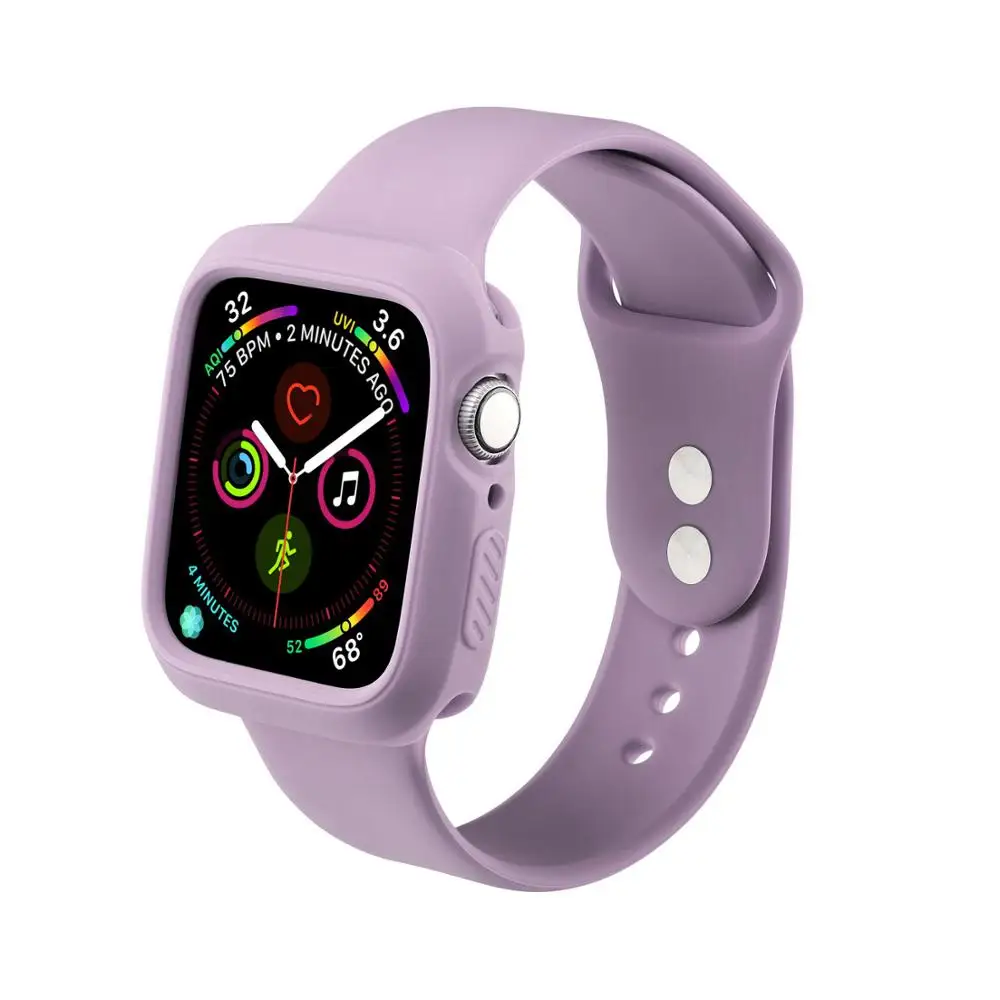 Color13 ProBefit Soft Silicone Bumper Watch Case+ WatchBand for Apple Watch 3 2 1 42MM 38MM Rubber Watch Strap for iWatch 5 4 40MM 44MM - Цвет ремешка: Color13