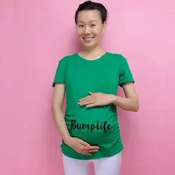 Bump Life/женская одежда для беременных; топы с короткими рукавами и буквенным принтом; рубашка для беременных; повседневная мягкая одежда