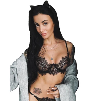 

Lace Sexy Perspective Erotic Bra Set Three-Point Ultra-thin Openwork Lingerie