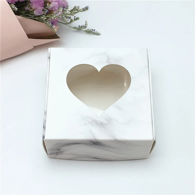 Marble0 100 шт бумажные подарочные коробки для мыла ручной работы с прозрачными ПВХ окнами для свадебной вечеринки, коробки для конфет/шоколада/печенья - Цвет: Marble0