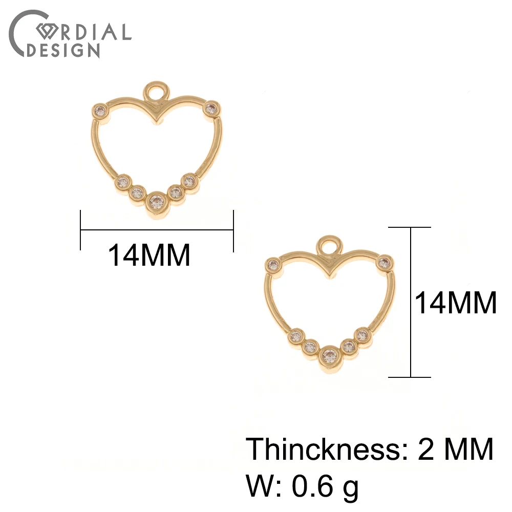 Cordial Design 100Pcs 14*14MM Jewelry Accessories/Hand Made/Earrings Pendant/Heart Shape/Jewelry Findings Components/DIY Making - cordial