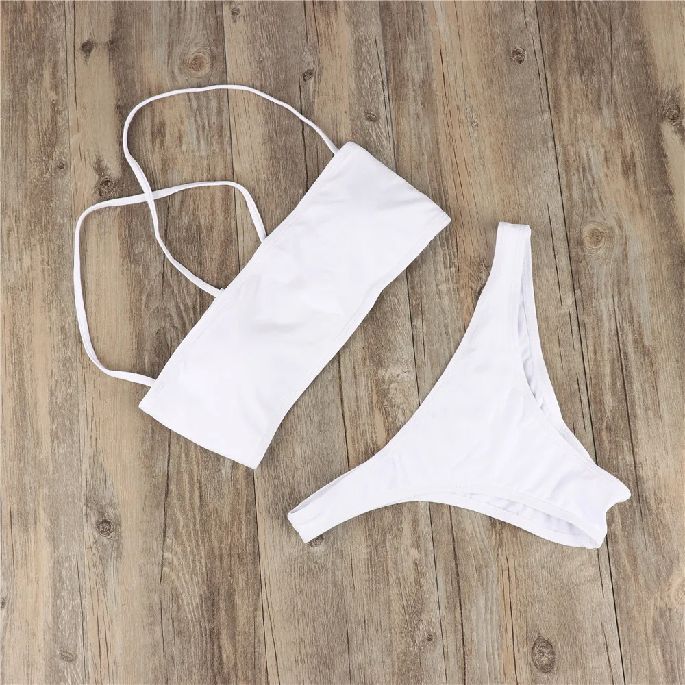 Liegrasse Bikini Set Solid Back Cross Swimsuit Female Swimwear Women Bathers Sports Swimwear Bathing Suit Two Piece Suit Tankini