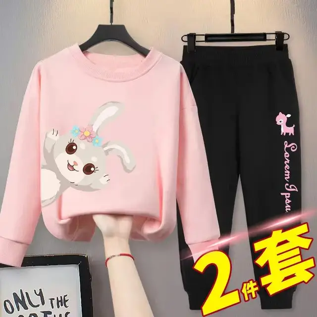 2022 New Children Girls Clothes Sets Autumn Spring Long Sleeve Sweater + Pants Fashion Kids Clothing Suits Boutique Tracksuit A7
