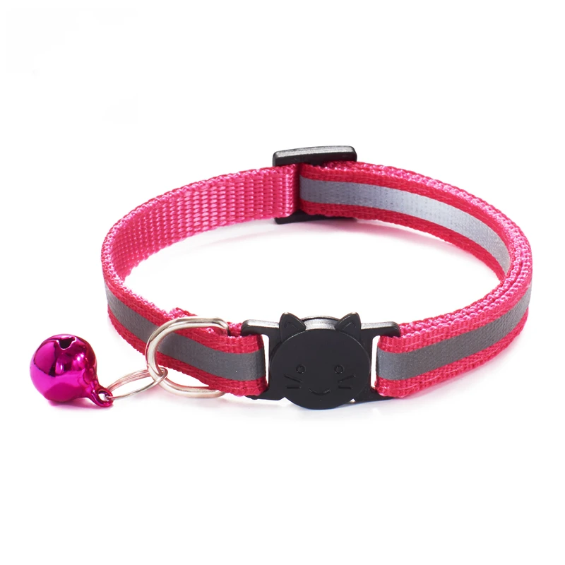 18 Colors Cats Bells Collars Adjustable Nylon Buckles Fashion Reflective Pet Collar Cat Head Pattern Supplies For Accessories