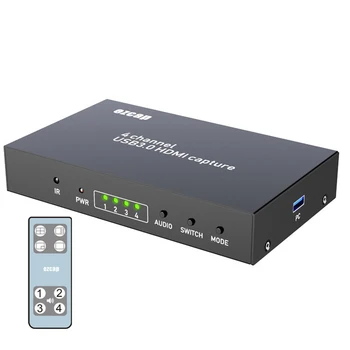 

EzCAP 1080P 60FPS 4 Channels Display Multiviewer Switch USB 3.0 HDMI Video Capture Card Recording Live Box EU Plug