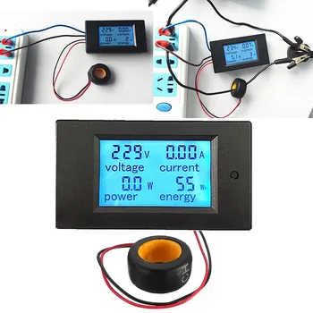 

1pcs Open and Close CT 100A AC Digital Display Power Monitor Meter Voltmeter Ammeter Frequency Current Voltage Factor Meter