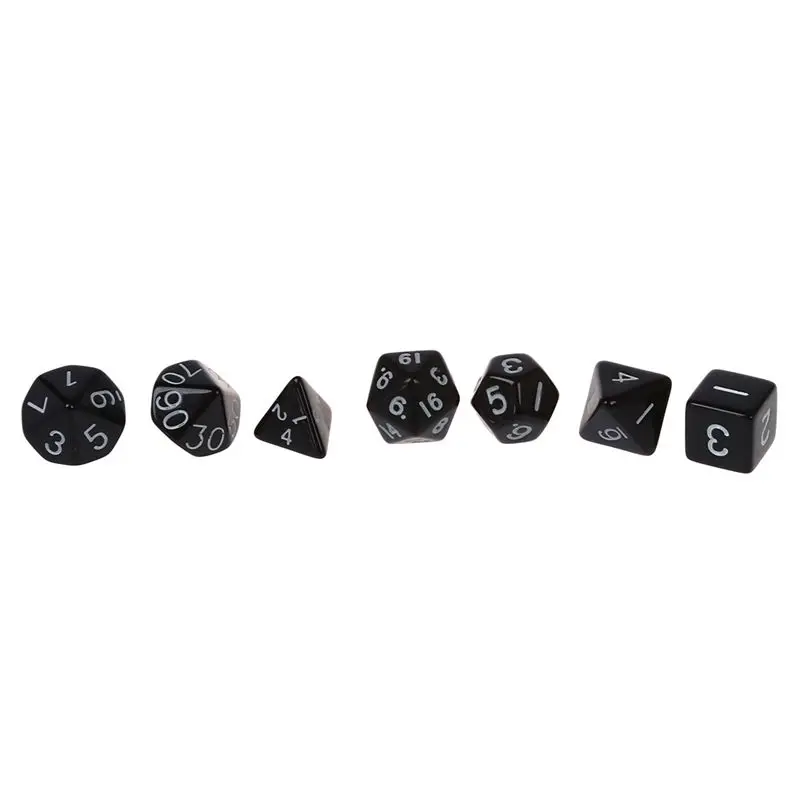 Набор 7 шт. Dice Die D4~ D20 для игр RPG Подземелья и Драконы D& D Black