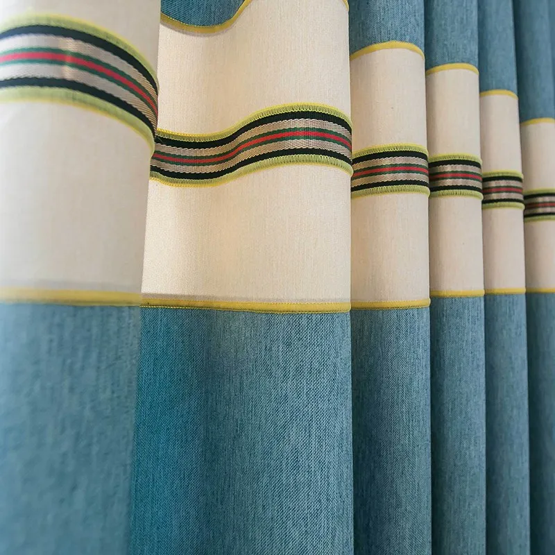 cloth01 Синие льняные затемненные шторы в полоску для гостиной, современные оконные шторы для спальни, детские шторы для свадьбы, S082& 30 - Цвет: cloth01