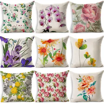 

1 Pcs Colorful Flower Pattern Cotton Linen Throw Pillow Cushion Cover Car Home Sofa Bed Decorative Pillowcase Funda Cojin 40031