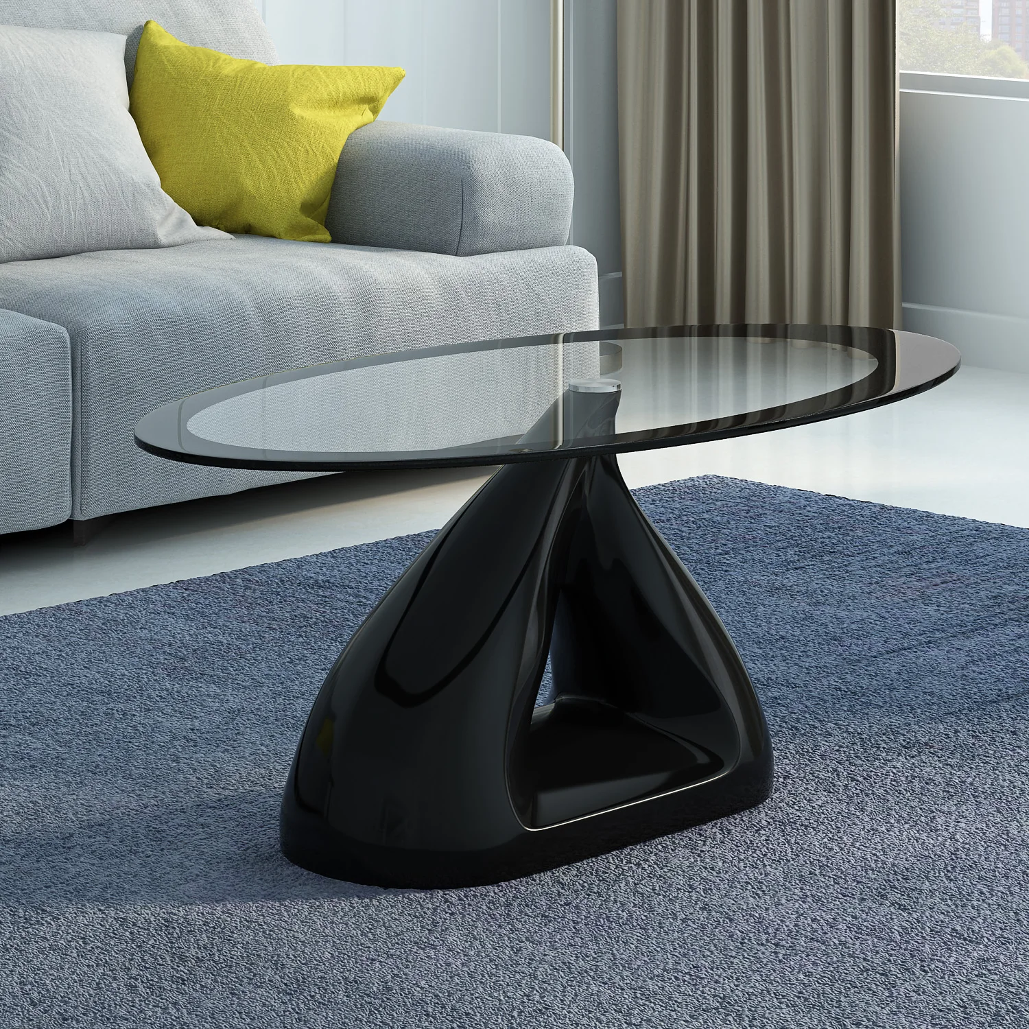 Panana Modern Retro Oval Glass High Gloss Coffee Table High Gloss Fibreglass Base Black/White/Red Panana Modern Retro Oval Glass High Gloss Coffee Table High Gloss Fibreglass Base Black/White/Red