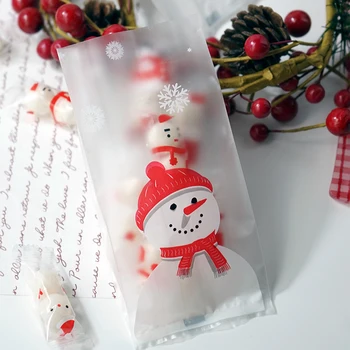

50Pcs/set Merry Christmas Cookie Packing Bags Christmas Cellophane Party Plastic Bags Treat Candy Bag Festival Party Gift