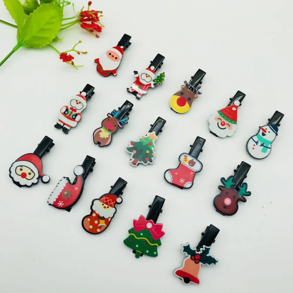50 Pcs Christmas Santa Claus Puppy Dog Cat Hair Bows Clips Holiday Party Pet Dog Cat Hair Accessories Pet Grooming Hairpins