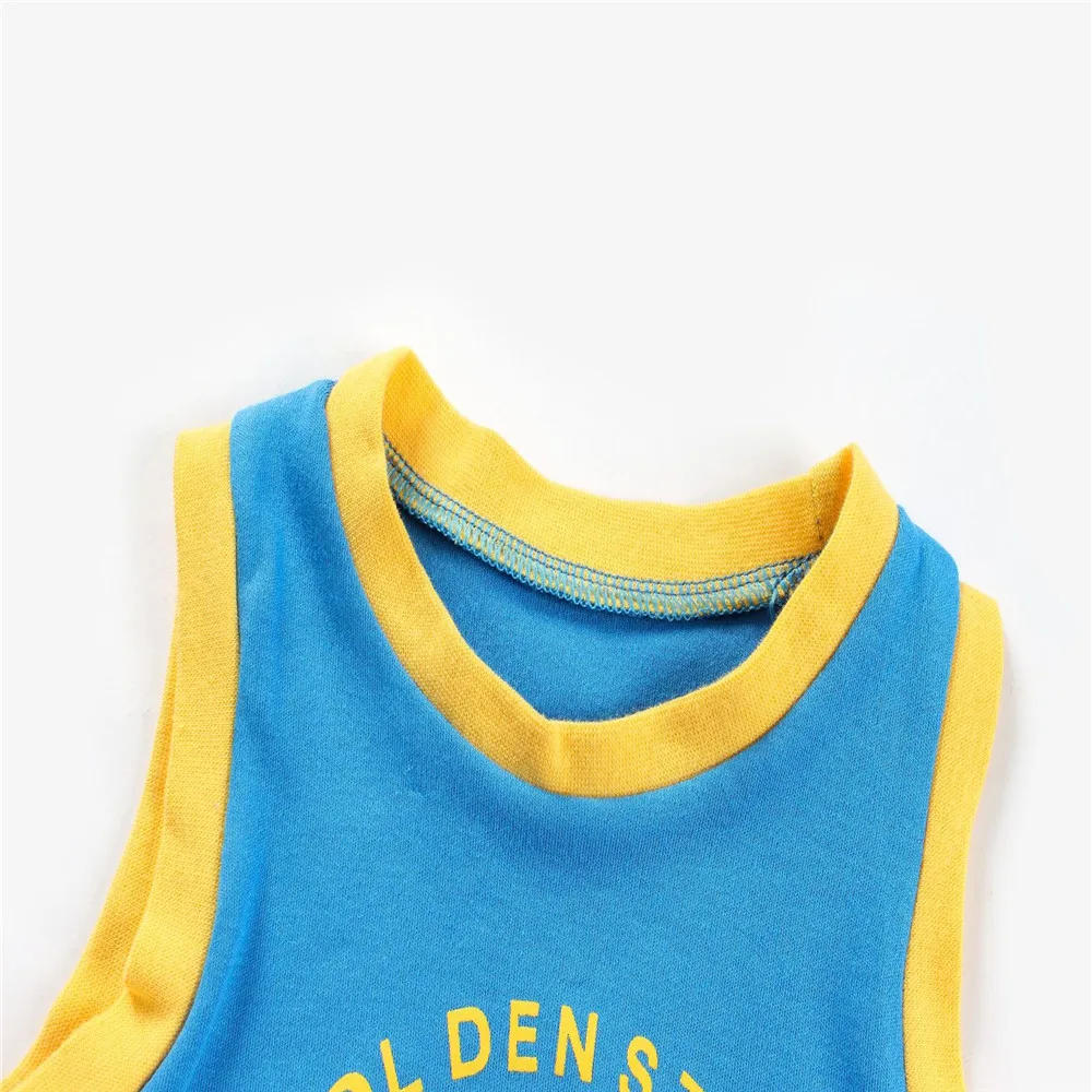 Спортивные костюмы для малышей; комплект летней одежды для маленьких мальчиков; детский баскетбольный костюм из 2 предметов; хлопковые шорты без рукавов; спортивные комплекты для новорожденных