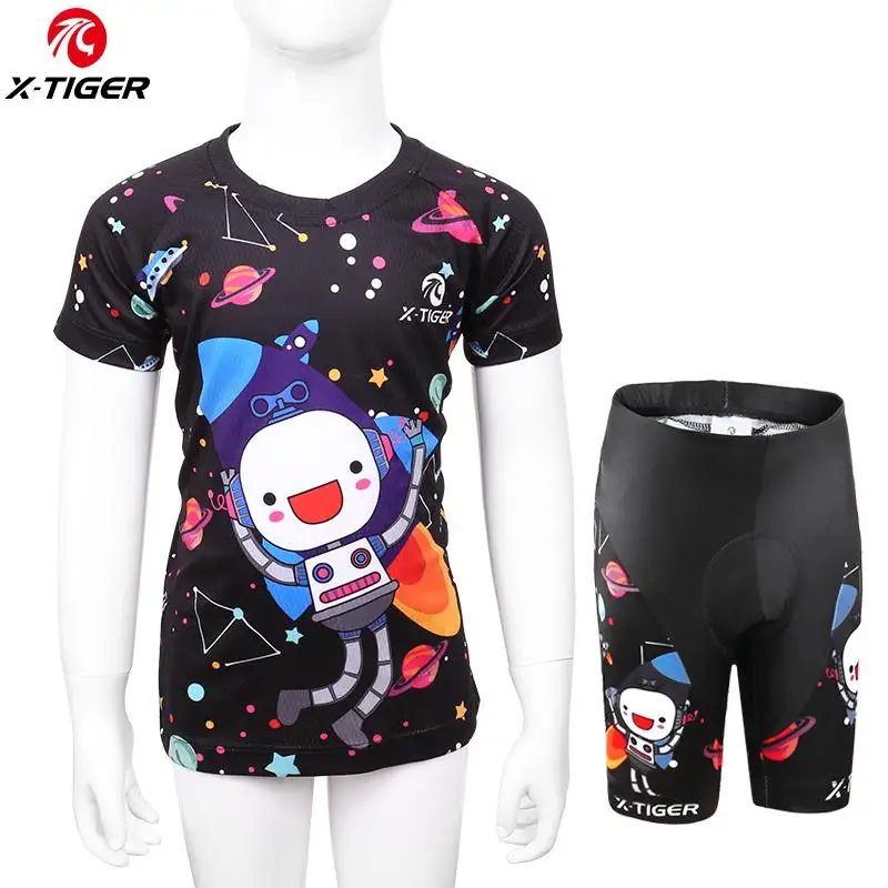 T-Shirt Set X-TIGER, летний детский комплект из майки для велоспорта, детская одежда для езды на велосипеде, одежда для велоспорта для мальчиков, детская спортивная форма - Цвет: T-Shirt Set