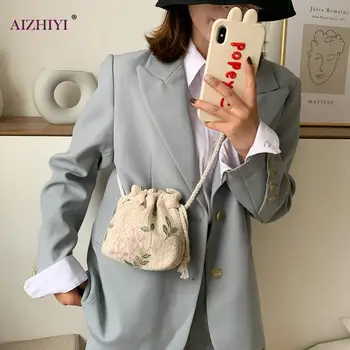 

Fashion Shoulder Messenger Bag Handbags Women Summer Beach Female Travel Totes Handmade Straw Weave Bucket Shoulder Bags