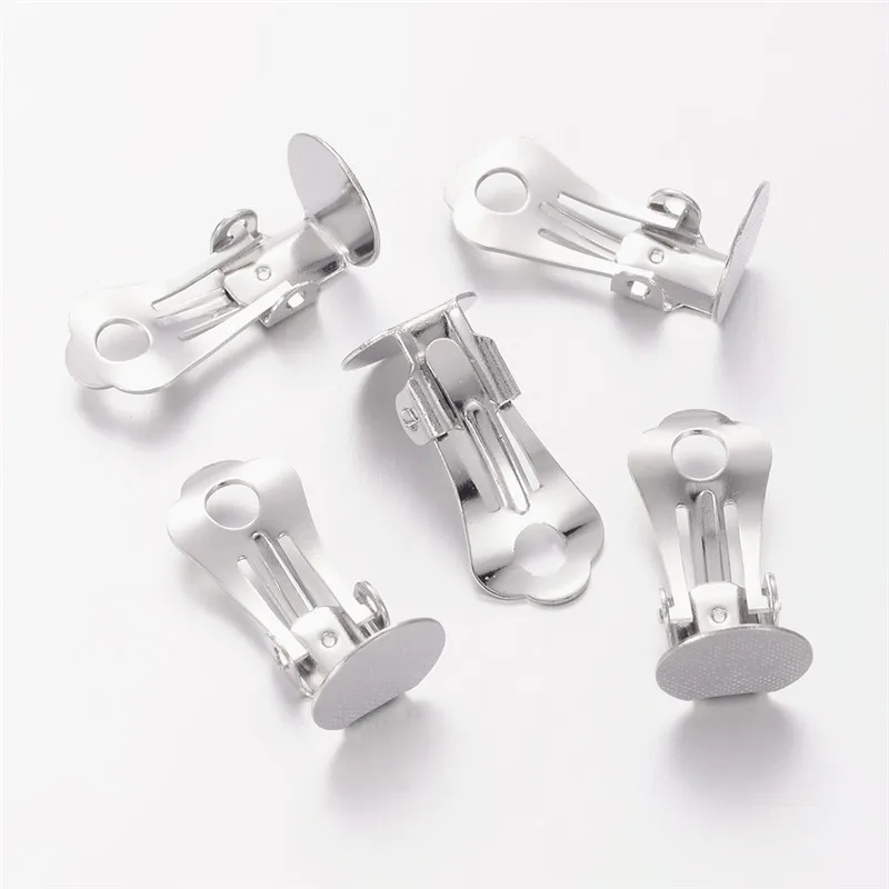 

10pcs Nickel Free Brass Clip on Earring Base Blank Components for Jewelry Making 18.5x9.5x8mm Tray: about 10mm